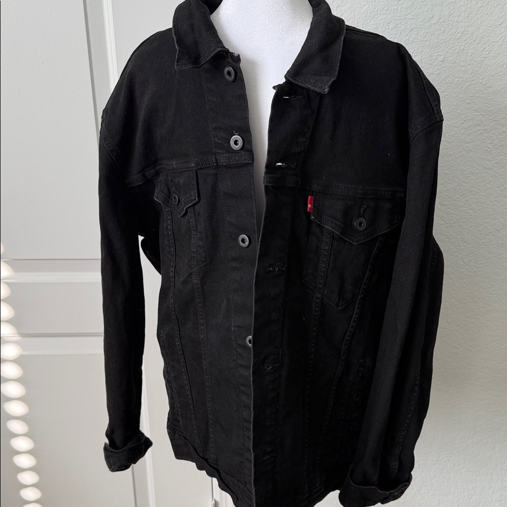 Men Classic Black Denim Jacket Used size XL